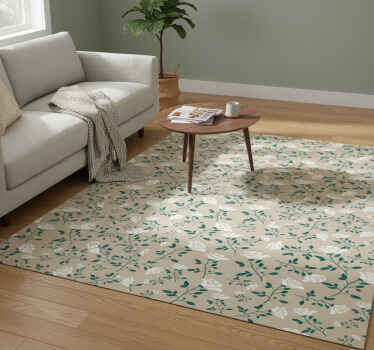 Vintage vinyl rug with white vintage rose pattern - TenStickers