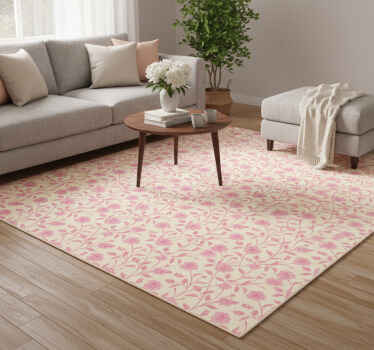 Vintage vinyl rug with small roses on pink - TenStickers