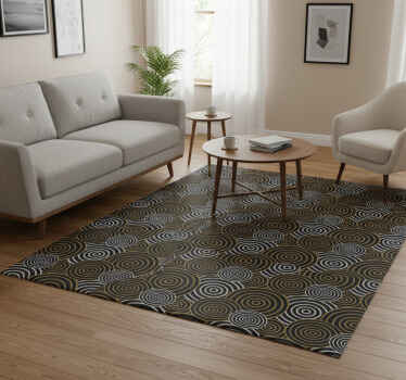Tapis vinyle vintage motifs cercles et lignes - TenStickers