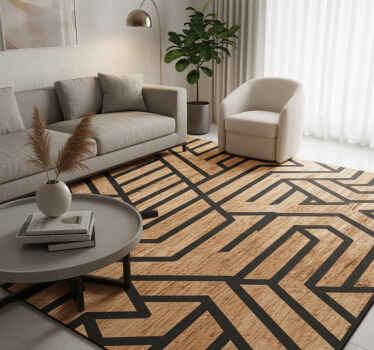 Alfombra vinílica textura geometría de madera - TenVinilo