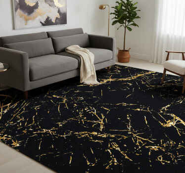 Alfombra vinílica textura mármol negro y dorado - TenVinilo