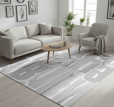 Custom rug 3d grey letters design - TenStickers