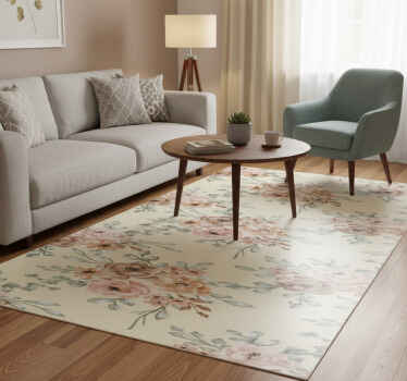 Vinyl teppich vintage romantische große rosenmalerei - TenStickers