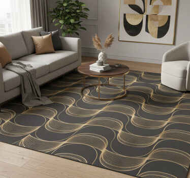 Vinyl teppich vintage mit goldenen wellenmuster - TenStickers