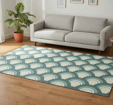 Vinyl teppich vintage mit blauem schuppenmuster - TenStickers