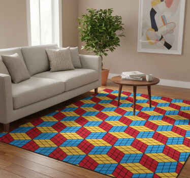 Alfombra vinílica vintage patrón cubo rubik original - TenVinilo