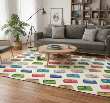 Vintage vinyl rug retro multicolored cassette design - TenStickers