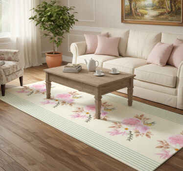 Vintage vinyl rug in french provincial floral stripe - TenStickers
