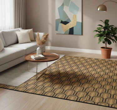 Vintage vinyl rug with golden arc art decor pattern - TenStickers