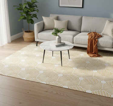 Vintage vinyl rug in gold squares art decor style - TenStickers