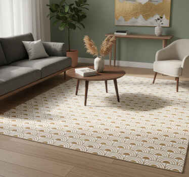Vintage vinyl rug with gold gradient arc design - TenStickers