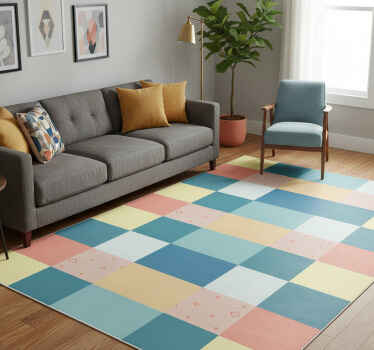 Vintage vinyl rug with colorful retro patchwork - TenStickers