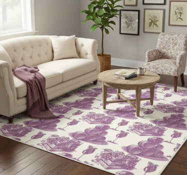 Vintage vinyl rug french vintage pattern in violet - TenStickers