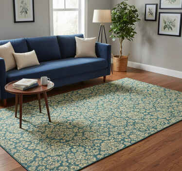 Vintage vinyl rug in turquoise and yellow design - TenStickers