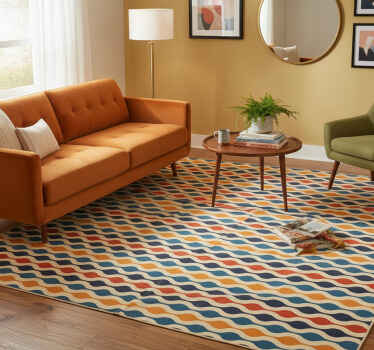 Vintage vinyl rug 70s wave design - TenStickers