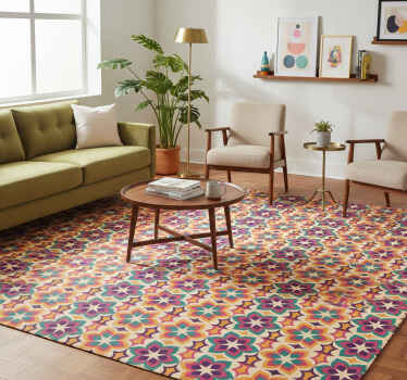 Vintage vinyl rug with 70s floral design - TenStickers