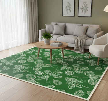 Vintage vinyl rug with green magnolia twig design - TenStickers