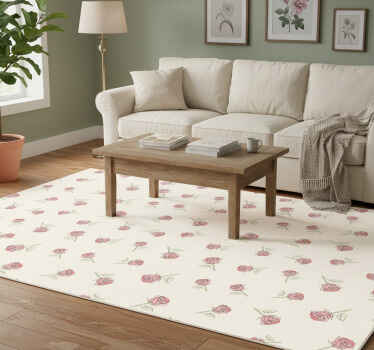Vintage vinyl rug with romantic rose design - TenStickers