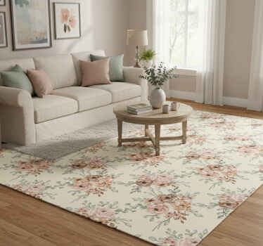 Vintage vinyl rug romantic large rose painting - TenStickers