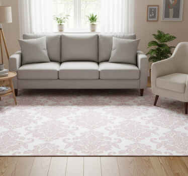 Vintage vinyl rug in blush damask paisley - TenStickers
