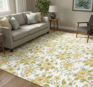 Vintage vinyl rug with yellow floral design - TenStickers