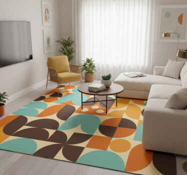 Vintage vinyl rug with geometric 70s patterns - TenStickers