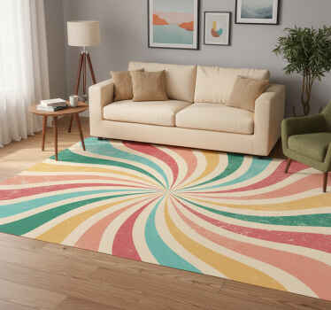 Vintage vinyl rug with vibrant retro burst design - TenStickers