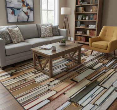Vintage vinyl rug stacked books design - TenStickers