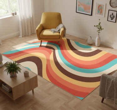 Vintage vinyl rug with hand-drawn wavy design - TenStickers