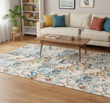 Vintage vinyl rug with retro mosaic design - TenStickers