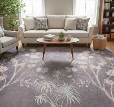 Vintage vinyl rug vintage style rose tree - TenStickers