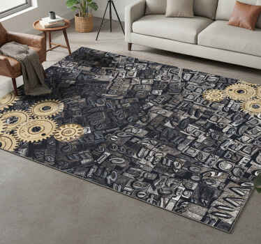 Vintage vinyl rug 3d retro nostalgic gear design - TenStickers