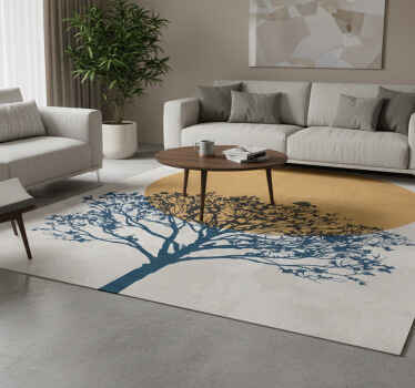 Vinyl teppich blumen baum mit sonnenaufgang - TenStickers