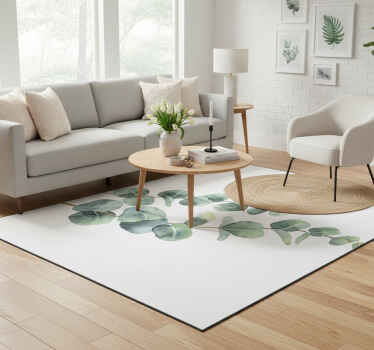 Vinyl teppich blumen eukalyptuszweige - TenStickers