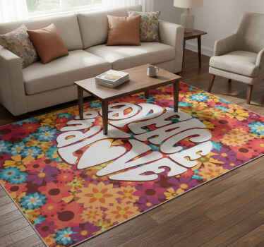 Vinyl teppich blumen frieden und liebe - TenStickers