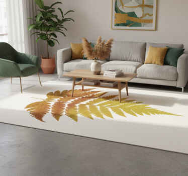 Vinyl teppich blumen mit goldenem farnblatt - TenStickers
