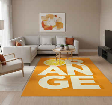Vinyl teppich spruch in geschnittenem orangentext - TenStickers