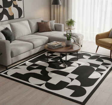 Vinyl teppich geometrisch schwarzes kreisdesign - TenStickers