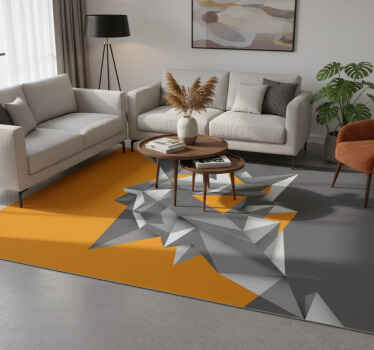Vinyl teppich geometrisch in grau und orange - TenStickers