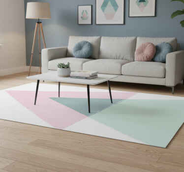 Geometrischer vinyl teppich mit blauen und rosa dreiecken - TenStickers