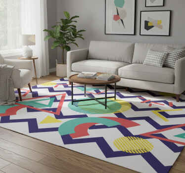 Geometrik pvc halı canlı renkli geometrik desenler - TenStickers