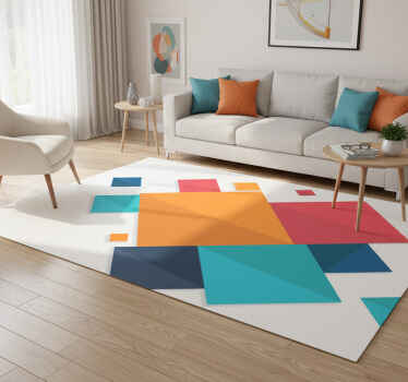 Geometrik pvc halı renkli kareler - TenStickers