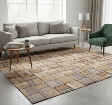 Vinyl teppich geometrisch 80er jahre holzoptik mosaik - TenStickers