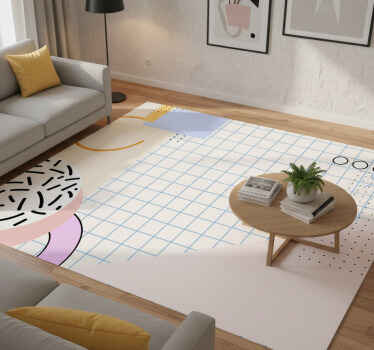 Vinyl teppich geometrisch 80er jahre bunte quadrate - TenStickers