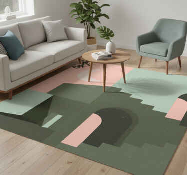 Vinyl teppich geometrisch in pink und türkis - TenStickers
