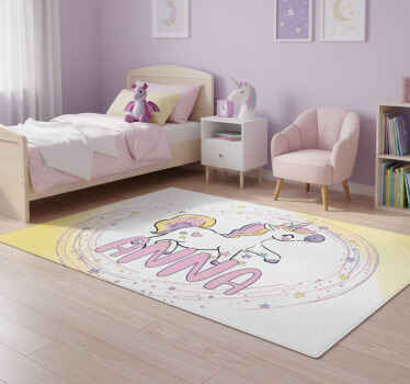 Tæppe til børneværelse med magisk unicorn design - TenStickers