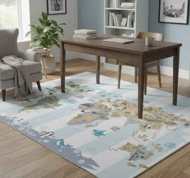 Vinyl teppich weltkarte tierwelt - TenStickers