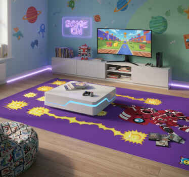 Robot shooting up game vinyl rug - TenStickers