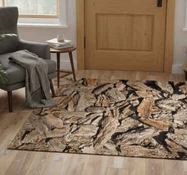 Entrance hall vinyl rug in brown rustic tree bark - TenStickers