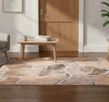 Entrance hall vinyl rug light brown stone tiles - TenStickers